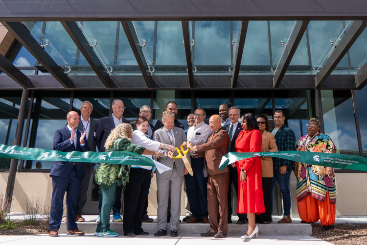 Flint building expansion ribbon cutting.
